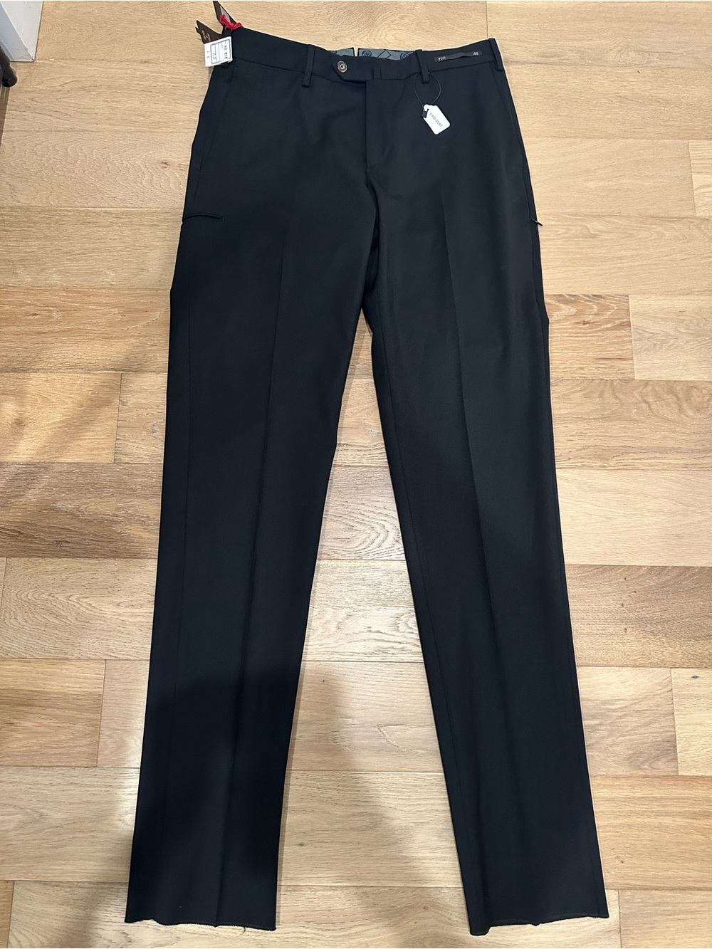 NWT PT01 Pantaloni Torino Pants 48 Easy Fit Black Traveller Wool Blend Italy